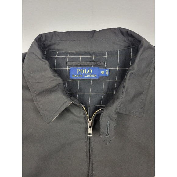 Vintage Polo Ralph Lauren Bomber Black Jacket Harrington Plaid Lining 2XB Big - Picture 2 of 10